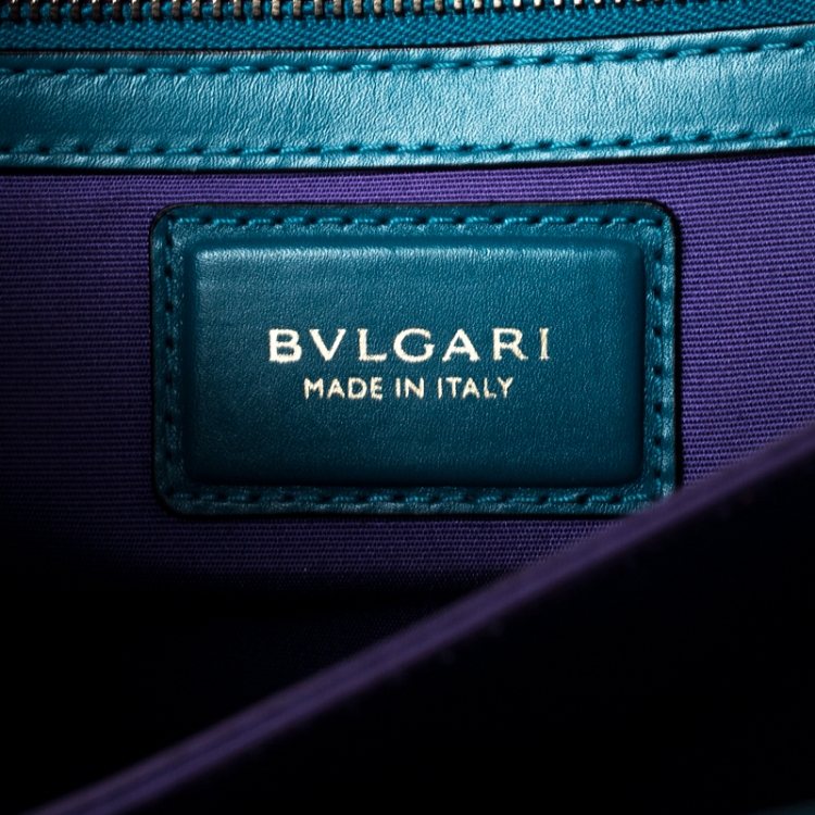 Pre Owned Bvlgari Teal Leather Serpenti Forever Flap Bag