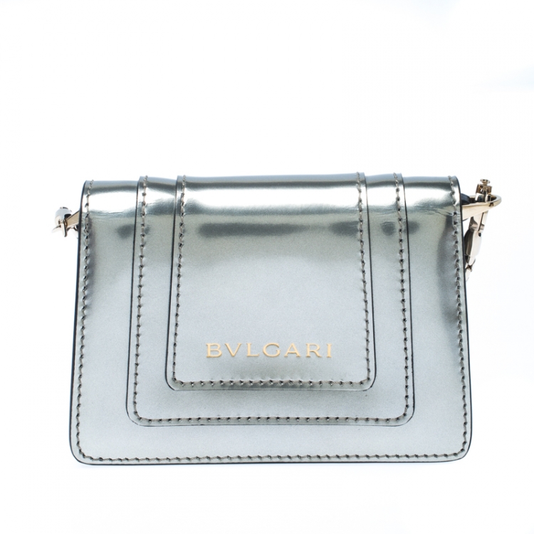 Pre Owned Bvlgari Gun Metal Metallic Leather Serpenti Forever Wallet