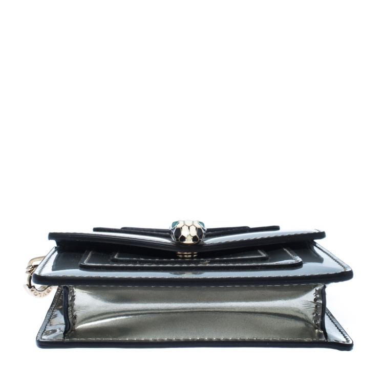 Pre Owned Bvlgari Gun Metal Metallic Leather Serpenti Forever Wallet