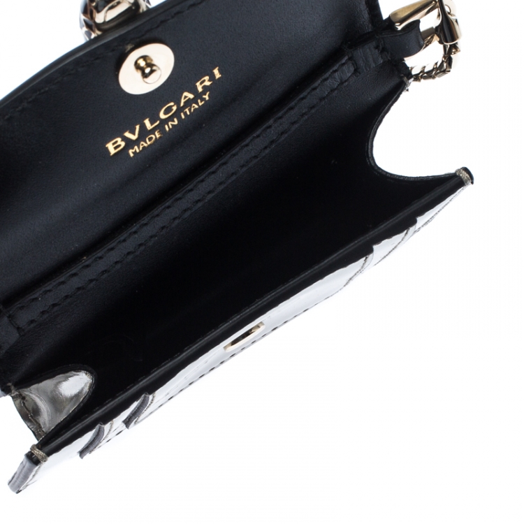 Pre Owned Bvlgari Gun Metal Metallic Leather Serpenti Forever Wallet