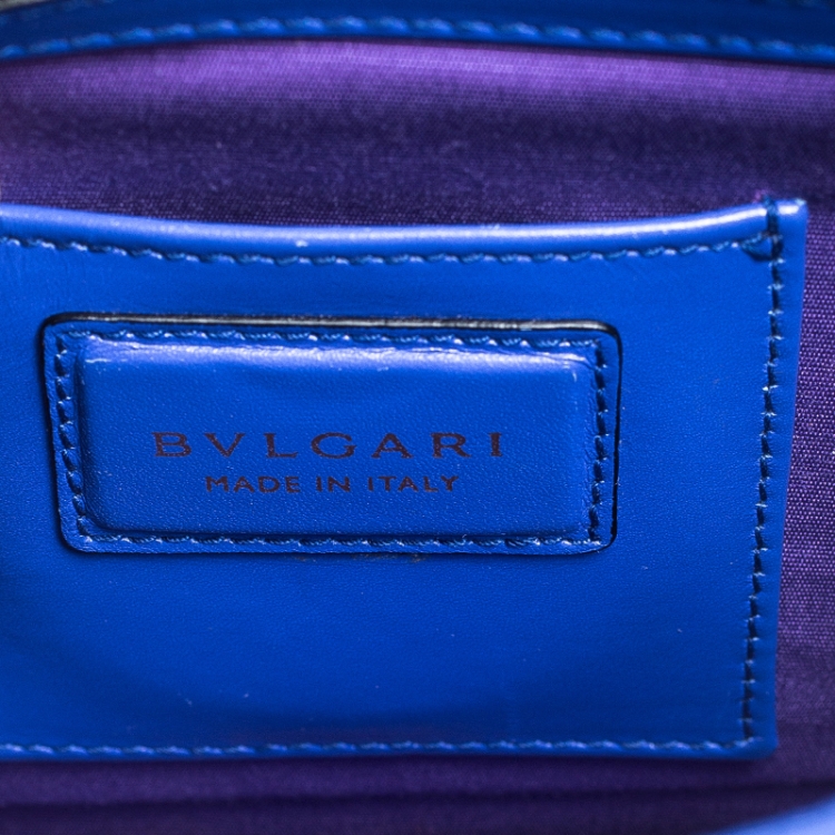 Pre Owned Bvlgari Blue Leather Medium Serpenti Forever Flap Shoulder Bag