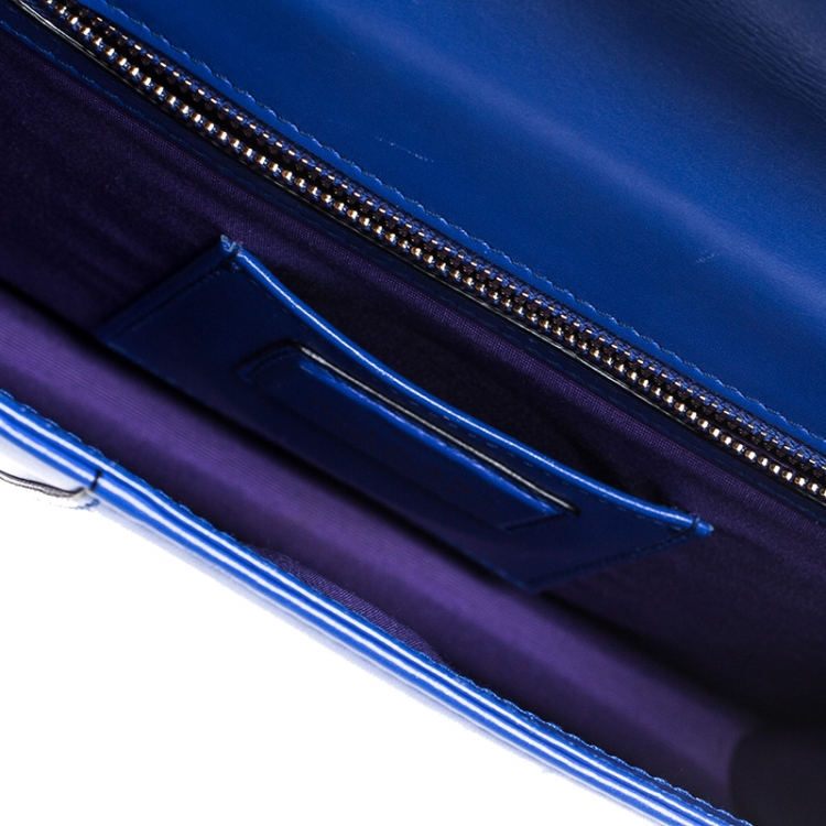 Pre Owned Bvlgari Blue Leather Medium Serpenti Forever Flap Shoulder Bag