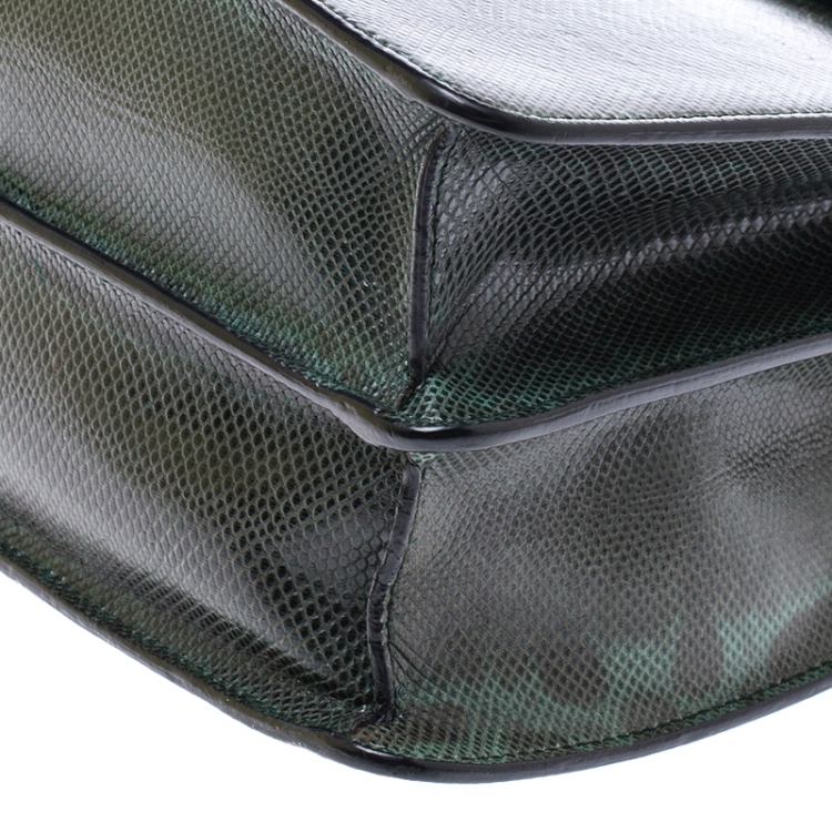 Pre Owned Bvlgari Green Python Leather Large Serpenti Forever Shoulder Bag
