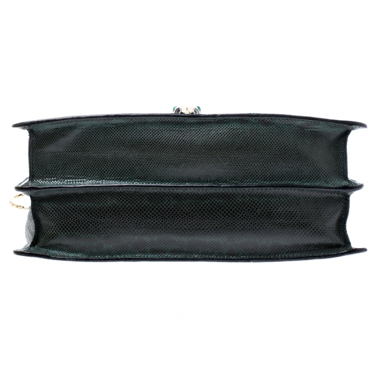 Pre Owned Bvlgari Green Python Leather Large Serpenti Forever Shoulder Bag