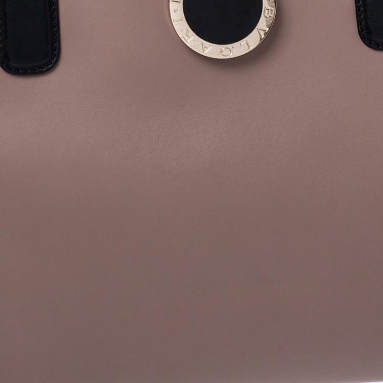 Pre Owned Bvlgari Beige/Black Leather Alba Tote 