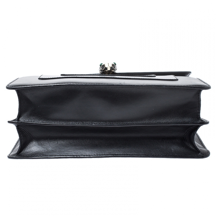 Pre Owned Bvlgari Black Leather Large Serpenti Forever Shoulder Bag