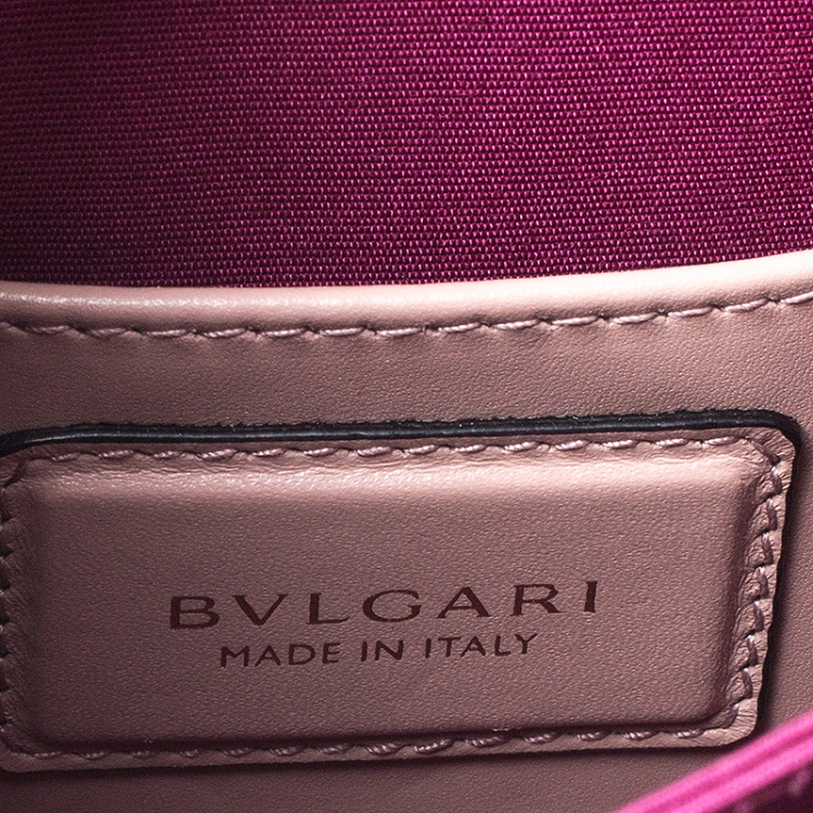 Pre Owned Bvlgari Crystal Rose Leather Serpenti Forever Crossbody Bag