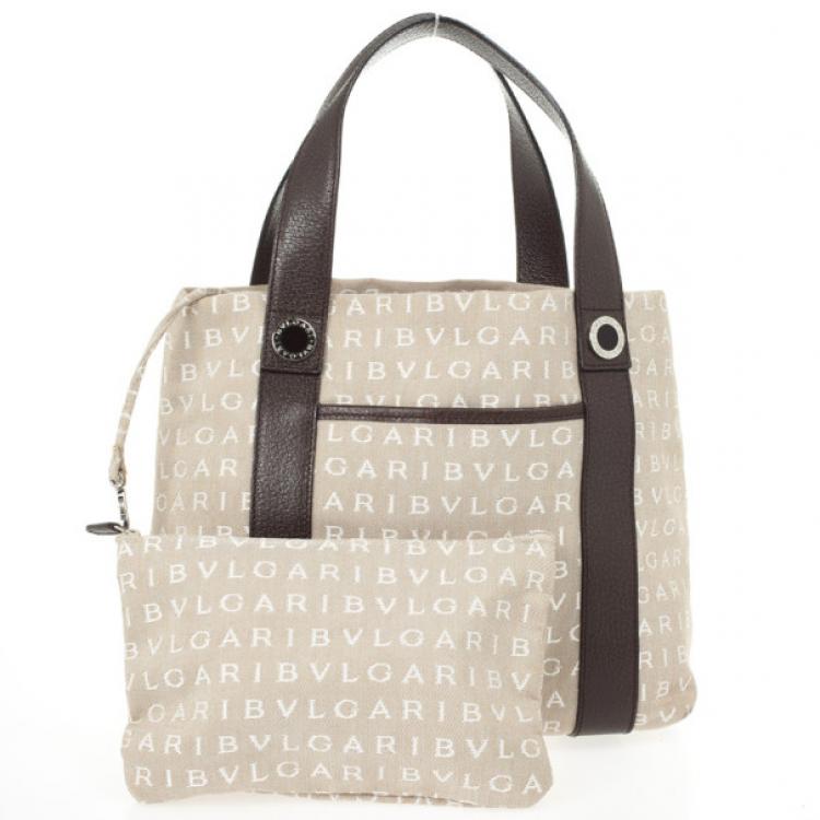 Pre Owned Bvlgari Logo Small Tote Bag