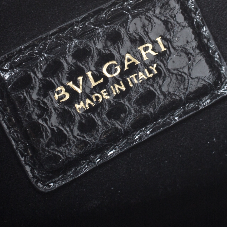 Pre Owned Bvlgari Black Python and Leather Serpenti Scaglie Tote