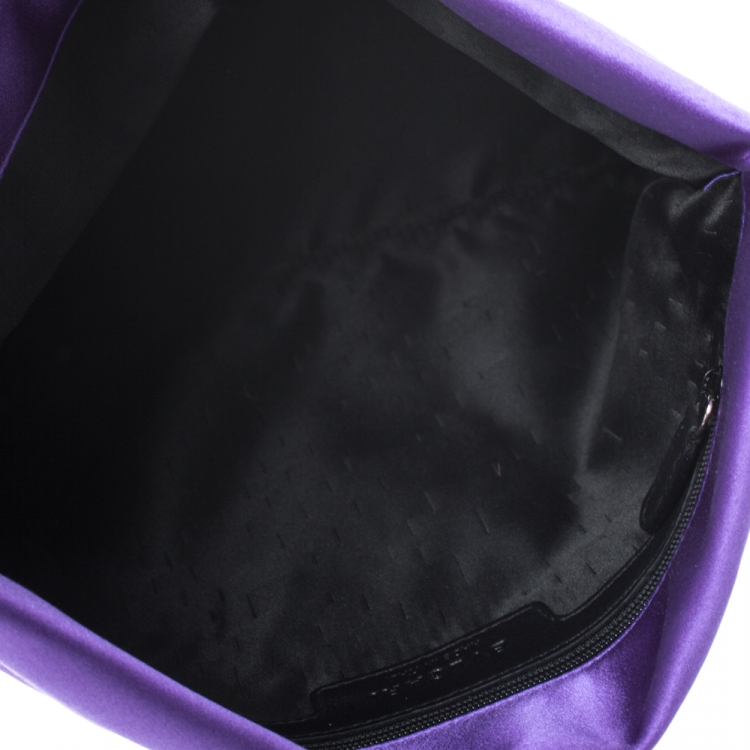 Pre Owned Bvlgari Purple Satin Flap Clutch