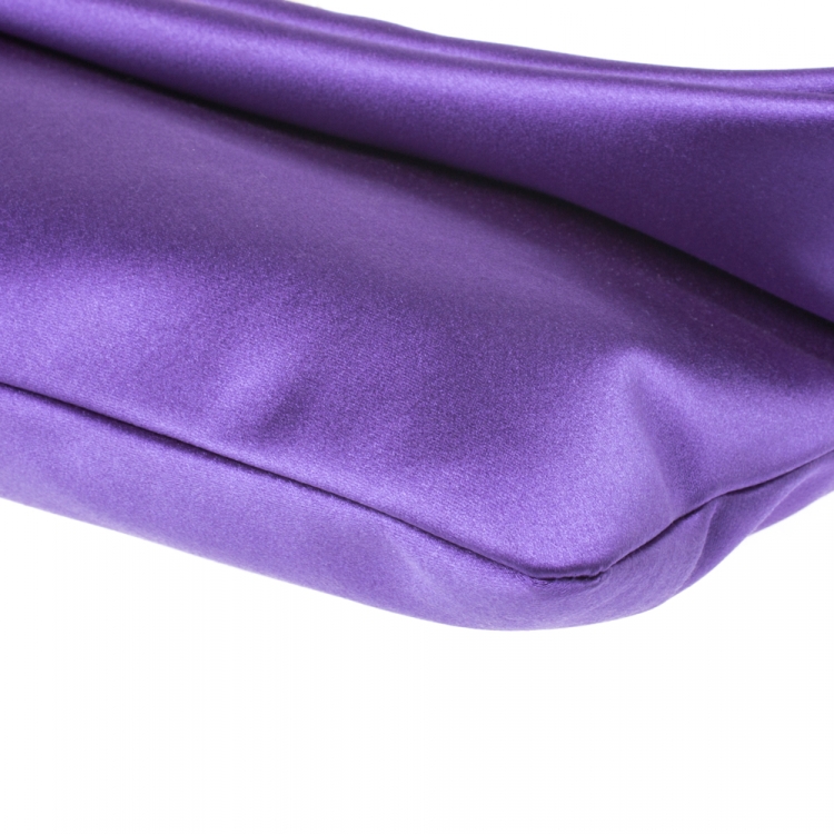 Pre Owned Bvlgari Purple Satin Flap Clutch