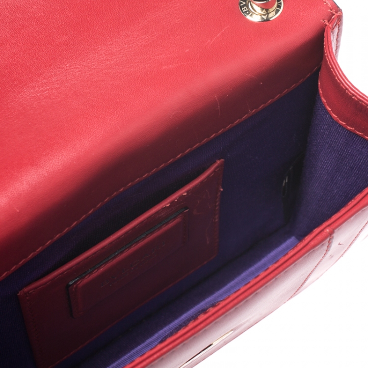 Pre Owned Bvlgari Red Leather Small Serpenti Forever Shoulder Bag