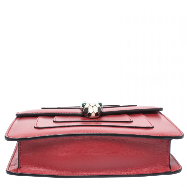 Pre Owned Bvlgari Red Leather Small Serpenti Forever Shoulder Bag