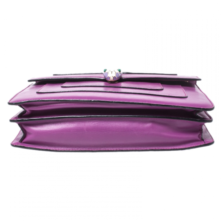 مملوكة مسبقًا Bvlgari Purple Leather Medium Serpenti Forever Flap Shoulder Bag