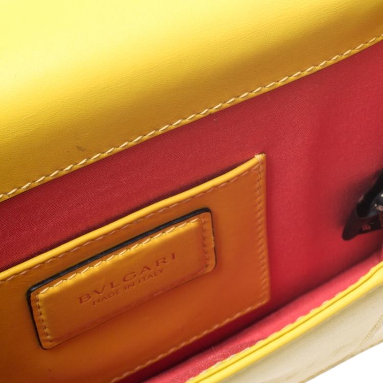 Pre Owned Bvlgari Yellow Leather Small Serpenti Forever Shoulder Bag