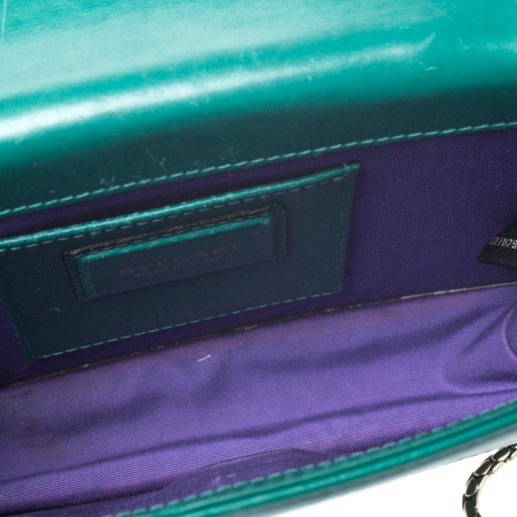 مملوكة مسبقًا Bvlgari Green Leather Serpenti Forever Flap Bag