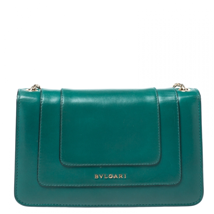 مملوكة مسبقًا Bvlgari Green Leather Serpenti Forever Flap Bag