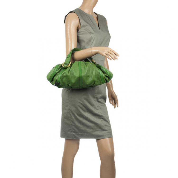 Pre Owned Bvlgari Green Leather Polly Bag