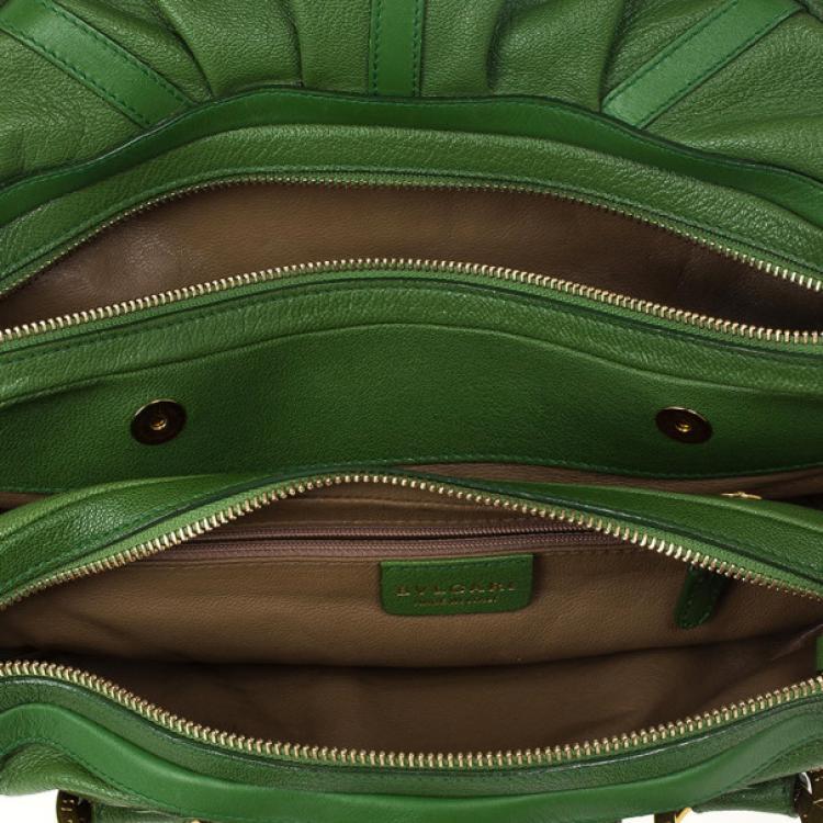 Pre Owned Bvlgari Green Leather Polly Bag