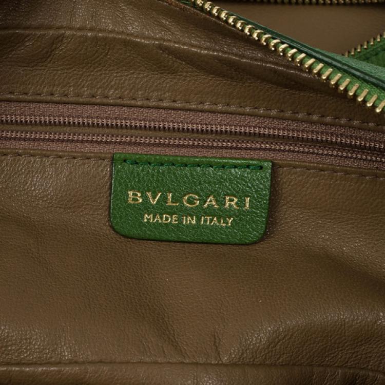 Pre Owned Bvlgari Green Leather Polly Bag