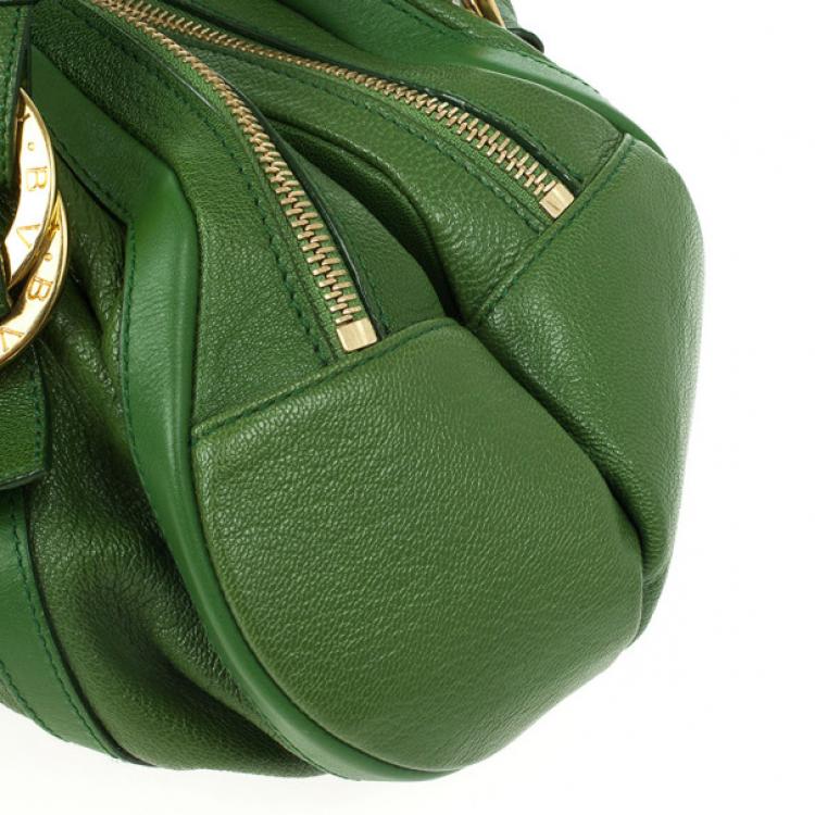 Pre Owned Bvlgari Green Leather Polly Bag