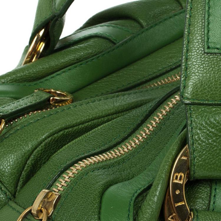 Pre Owned Bvlgari Green Leather Polly Bag