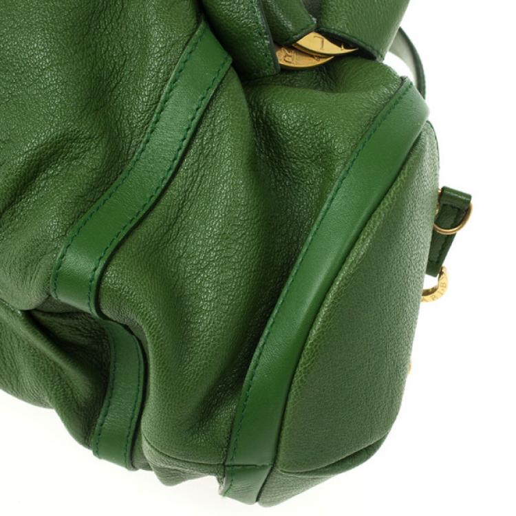 Pre Owned Bvlgari Green Leather Polly Bag