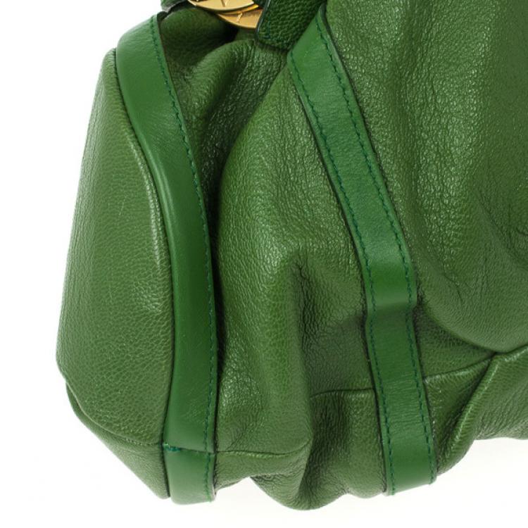 Pre Owned Bvlgari Green Leather Polly Bag