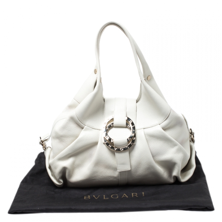 Pre Owned Bvlgari White Leather Chandra Hobo 