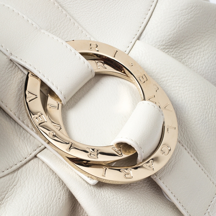 Pre Owned Bvlgari White Leather Chandra Hobo 
