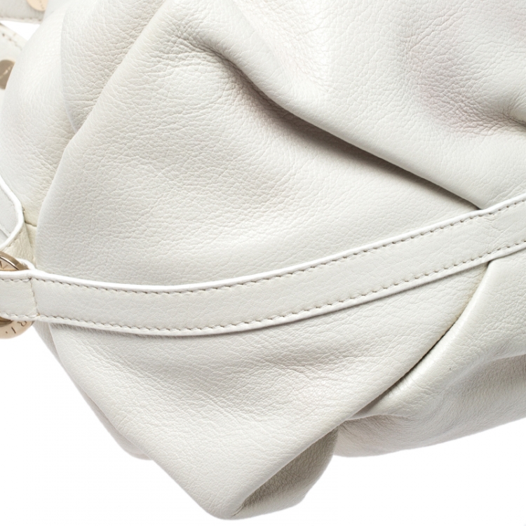 Pre Owned Bvlgari White Leather Chandra Hobo 
