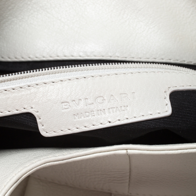 Pre Owned Bvlgari White Leather Chandra Hobo 