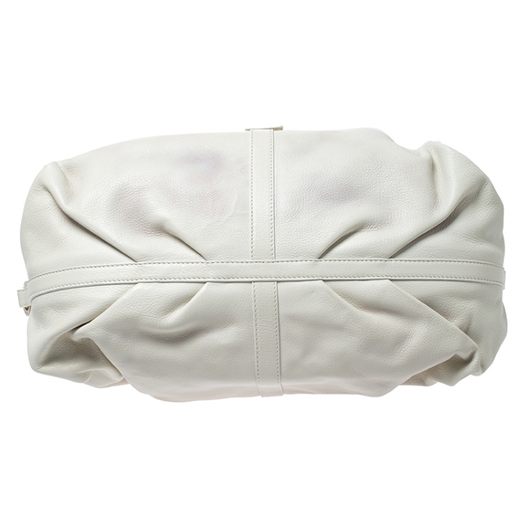 Pre Owned Bvlgari White Leather Chandra Hobo 
