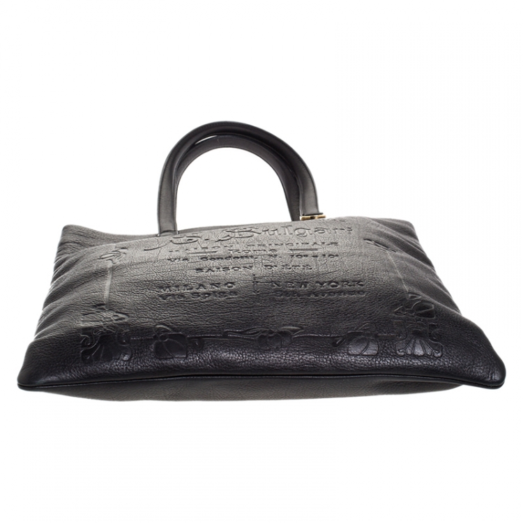 Pre Owned Bvlgari Black Leather Sotirio Motif Tote