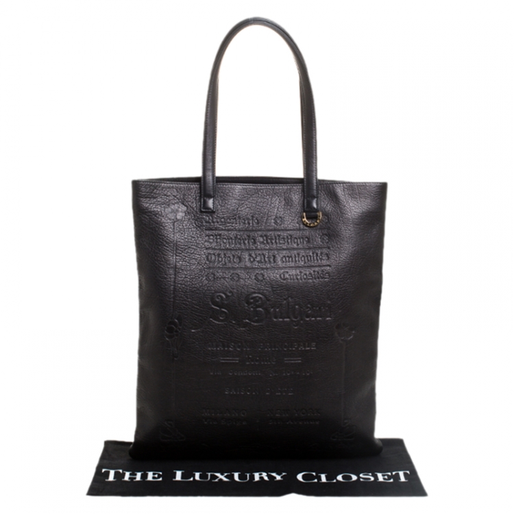 Pre Owned Bvlgari Black Leather Sotirio Motif Tote