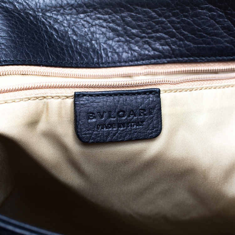 Pre Owned Bvlgari Black Leather Sotirio Motif Tote