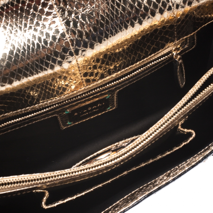 مملوكة مسبقًا Bvlgari Tri Color Python and Beads Medium Serpenti Forever Flap Shoulder Bag