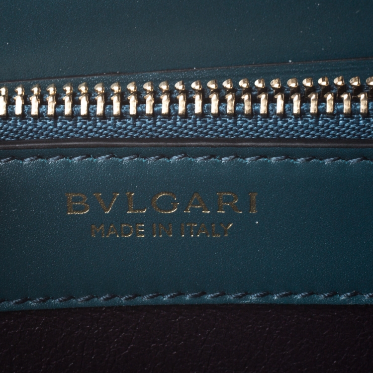 Pre Owned Bvlgari Blue Leather Serpenti Forever Zip Around Wallet