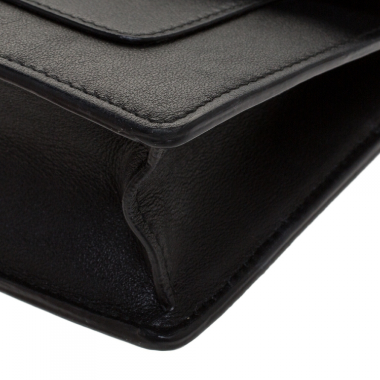 Pre Owned Bvlgari Black Leather Flap Crossbody Bag