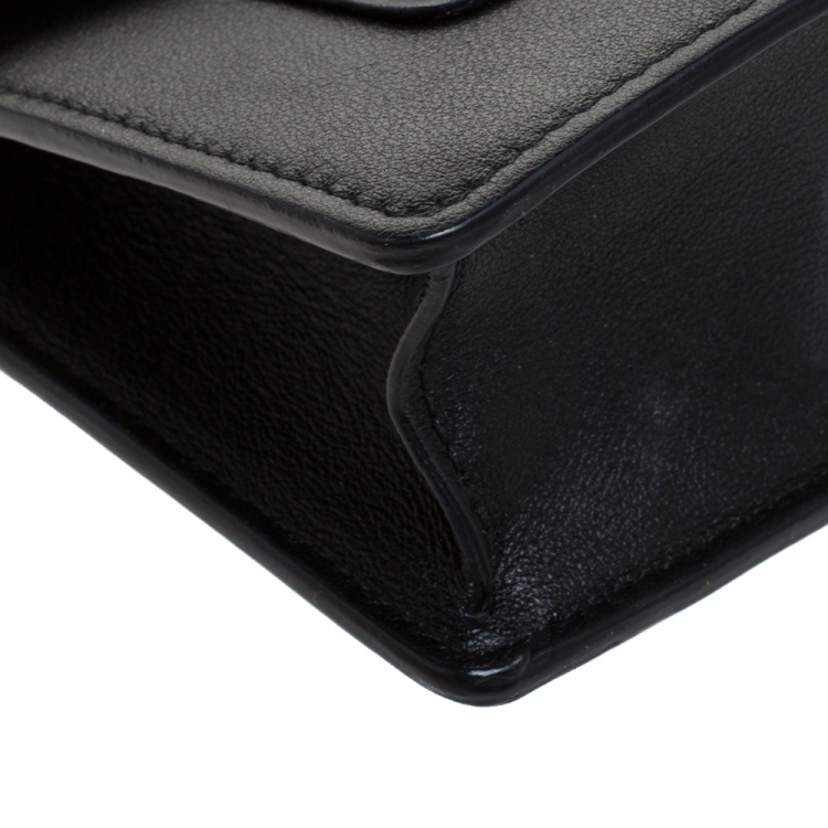 Pre Owned Bvlgari Black Leather Flap Crossbody Bag