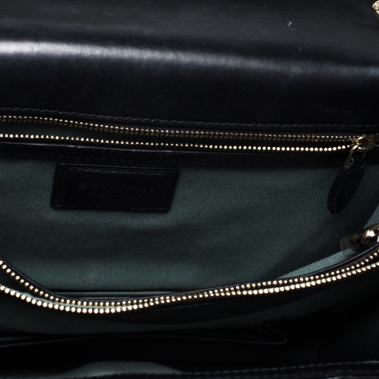 مملوكة مسبقًا Bvlgari Black Leather Large Serpenti Forever Shoulder Bag