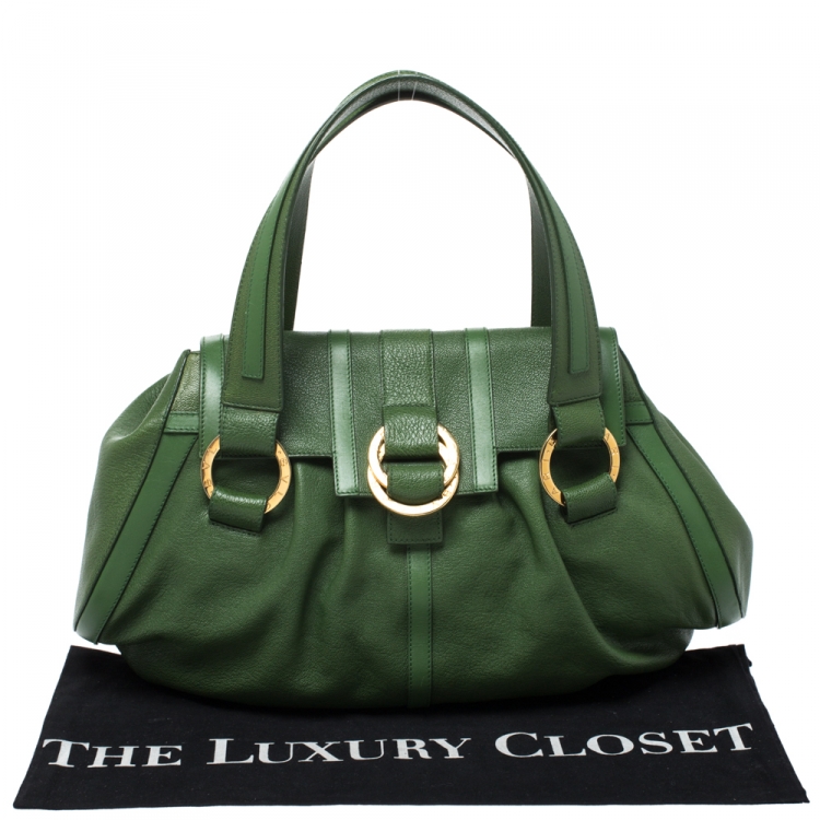 مملوكة مسبقًا Bvlgari Green Leather Chandra Satchel