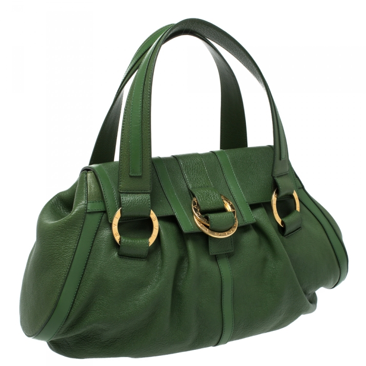 مملوكة مسبقًا Bvlgari Green Leather Chandra Satchel