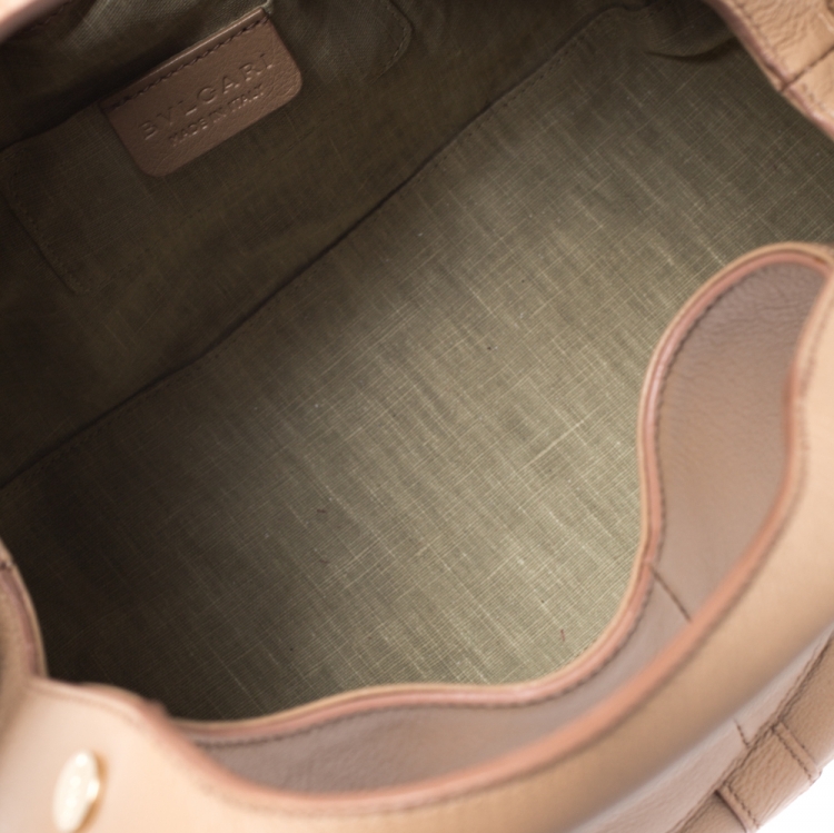 Pre Owned Bvlgari Beige Leather Chandra Satchel