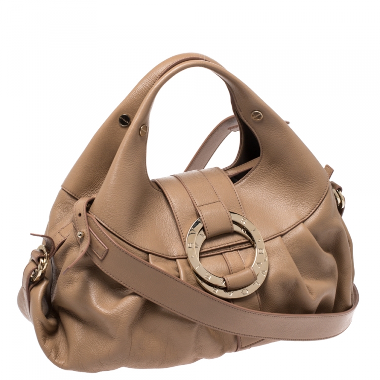 Pre Owned Bvlgari Beige Leather Chandra Satchel