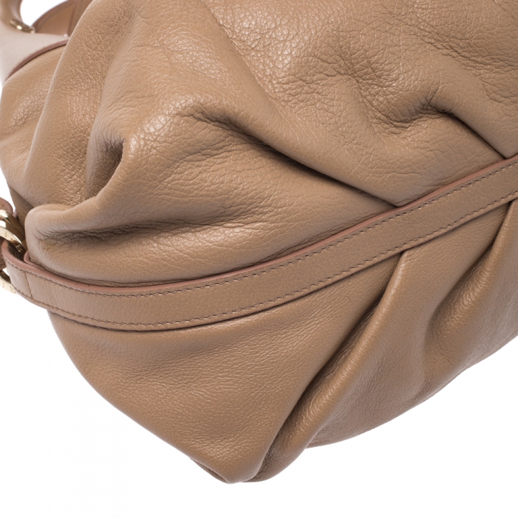Pre Owned Bvlgari Beige Leather Chandra Satchel