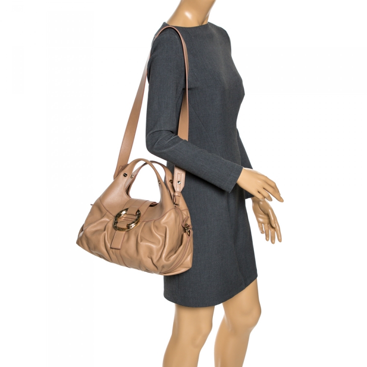 Pre Owned Bvlgari Beige Leather Chandra Satchel