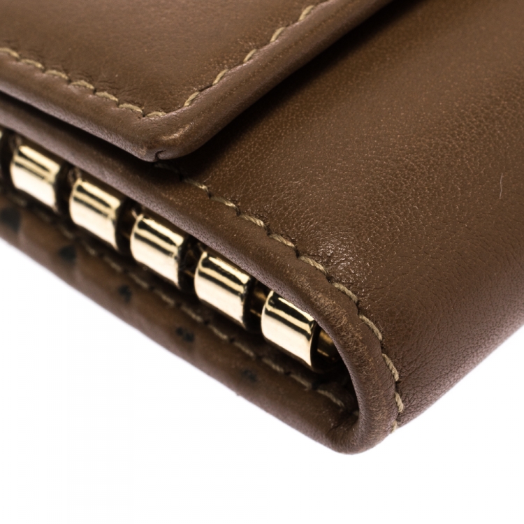 Pre Owned Bvlgari Brown Leather 6 Key Holder
