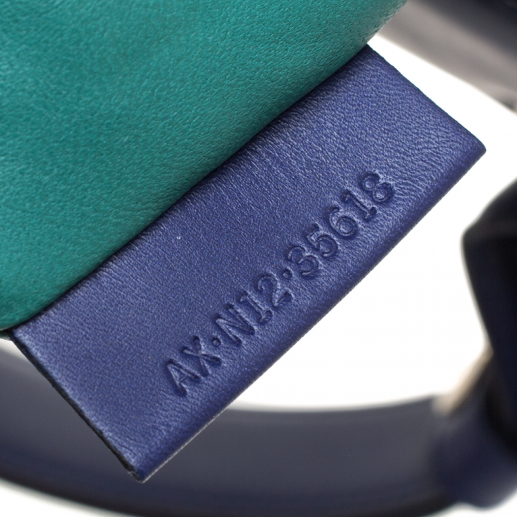 Pre Owned Bvlgari Blue Leather Isabella Rossellini Top Handle Bag