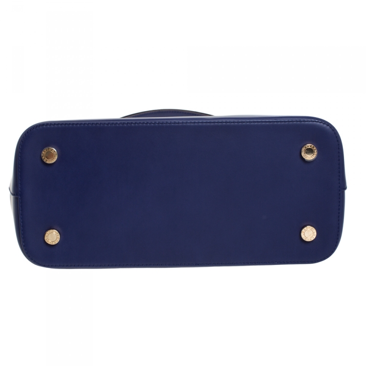 Pre Owned Bvlgari Blue Leather Isabella Rossellini Top Handle Bag